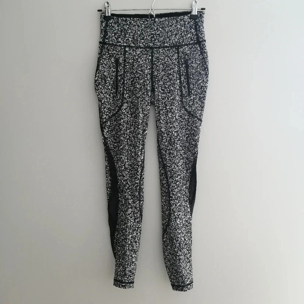 Lululemon Invigorate 7/8 Tights 26" High Rise Mesh Sides Daisy Dust Floral Sz 4